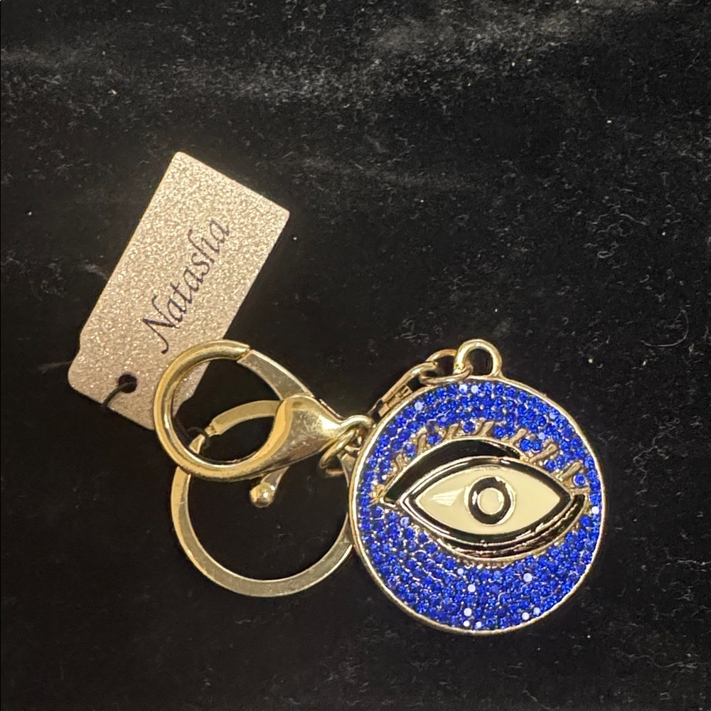 Natasha Couture Blue and Gold Eye Keychain